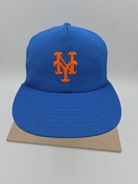 New York Mets Mesh Snapback Hat Blue/Orange ANNCO Vintage MLB